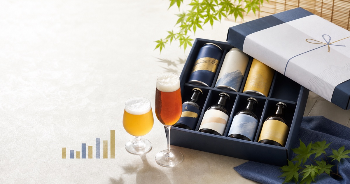 クラフトビールの飲み比べギフトをイメージしたお中元のキャッチ画像